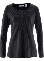 Футболка из материала фламе с длинным рукавом (темно-синий) Bonprix