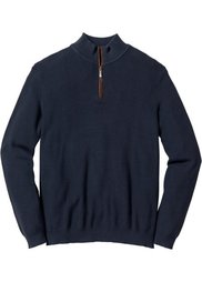 Пуловер Regular Fit с высоким воротом на молнии (серый меланж) Bonprix