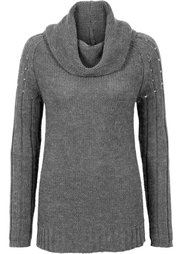 Вязаный пуловер с аппликацией (оливковый меланж) Bonprix