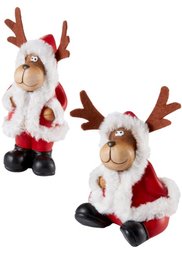 Новогодние декоративные фигурки Лоси Тим и Том (2 шт.) (красный/белый/коричневый) Bonprix