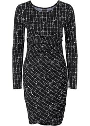 Трикотажное платье со сборками (черный) Bonprix