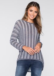 Пуловер (темно-синий/белый) Bonprix