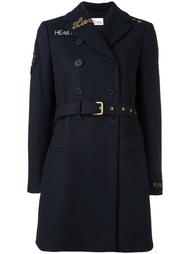 двубортное пальто  с заплатками Red Valentino