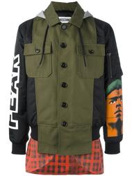 куртка комбинированного кроя с капюшоном Moschino