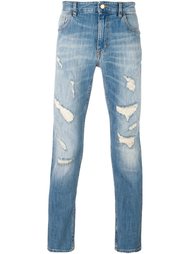 джинсы с потертой отделкой Love Moschino