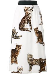 юбка А-образного силуэта с принтом кошек Dolce &amp; Gabbana