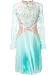 плиссированное платье с цветочным кружевом Christopher Kane