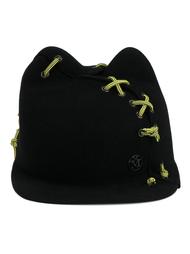 stitch detail straight peak hat Maison Michel