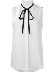 sleeveless ribbon neckline blouse Frame Denim