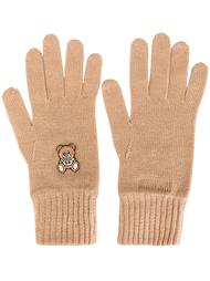 перчатки с вышивкой плюшевого медведя  Moschino