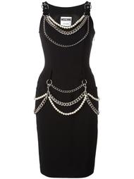декорированное платье  Moschino