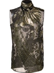 блузка с цветочным узором и высокой горловиной Emanuel Ungaro