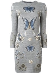 жаккардовое трикотажное платье с принтом бабочек Alexander McQueen