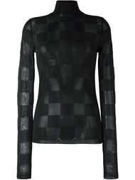 блузка с прозрачной горловиной в клетку MSGM