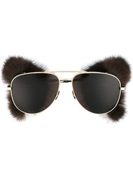 солнцезащитные очки с меховыми панелями Saint Laurent