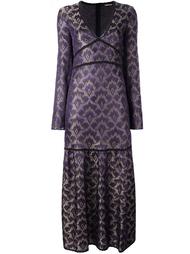 жаккардовое платье с V-образным вырезом Roberto Cavalli