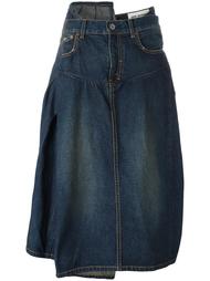 асимметричная джинсовая юбка со складками Junya Watanabe Comme Des Garçons