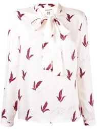 leaf print pussy bow blouse Erika Cavallini