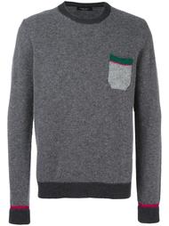 contrast pocket crew neck sweater Roberto Collina