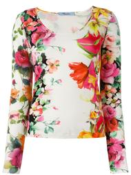 трикотажный топ с цветочным принтом Blumarine