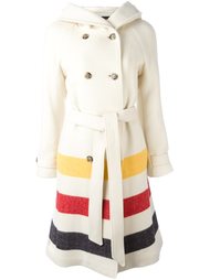 пальто в полоску с капюшоном Woolrich