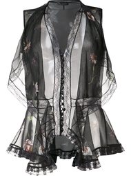 прозрачная блузка с цветочным принтом Alexander McQueen