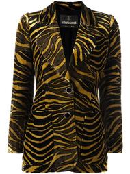 бархатный пиджак с тигровым принтом Roberto Cavalli