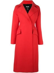 длинное пальто с декорированным поясом MSGM