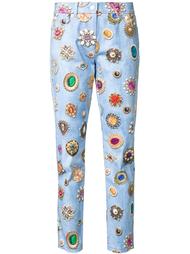 jewel print slim fit jeans Moschino