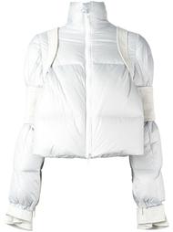 куртка-пуховик с кожаной отделкой Sacai