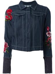 джинсовая куртка с цветочной вышивкой Aviù
