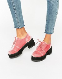Вельветовые туфли на шнуровке ASOS OBACA - Розовый