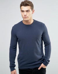 Джемпер с круглым вырезом из 100% мериносовой шерсти United Colors of Benetton - Синий