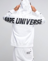 Худи на молнии с принтом на спине AAPE By A Bathing Ape - Белый