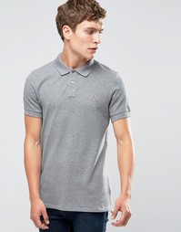 Серая меланжевая футболка‑поло слим с логотипом Paul Smith - Серый