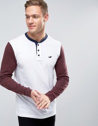 Hollister Slim Long sleeve Baseball Top In White - Серый