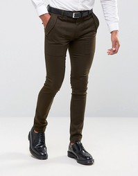 Супероблегающие брюки цвета хаки в стиле милитари ASOS - Зеленый