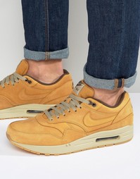 Светло-коричневые кроссовки из премиум-кожи Nike Air Max 1 705282-700 - Рыжий