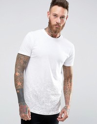 Длинная футболка с асимметричным краем и принтом Only &amp; Sons - Белый