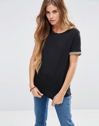 Футболка с контрастными манжетами Maison Scotch Party - Черный