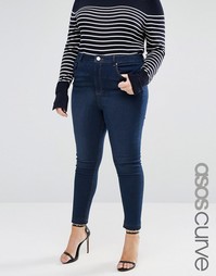 Темные джинсы с завышенной талией ASOS CURVE Ridley James - Синий