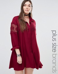 Alice &amp; You Lace Insert Folk Shirt Dress - Красный