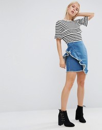 Джинсовая мини‑юбка с необработанными краями ASOS - Синий