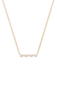 White topaz baguette mini bar necklace - EF COLLECTION