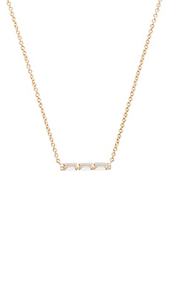 White topaz baguette mini bar necklace - EF COLLECTION