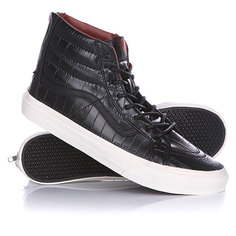 Кеды кроссовки высокие женские Vans Sk8 Hi Slim Zip Croc Leather Black