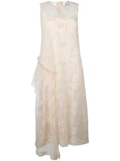 прозрачное платье с цветочной вышивкой  Simone Rocha