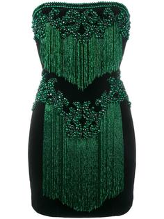 декорированное платье без бретелей Balmain