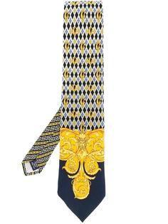 baroque logo print tie Versace Vintage