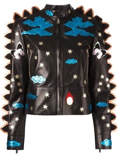 кожаная куртка с контрастными нашивками Valentino